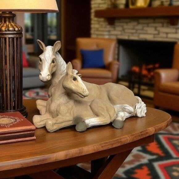 Universal Statuary #268 Dated 1997 Horse & Foal Pals Resin Figure Statue - Picture 1 of 12